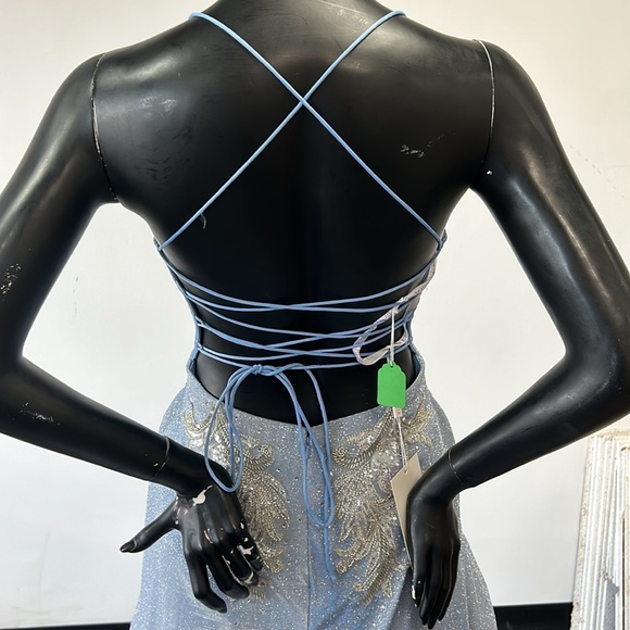 Cecilia Couture 2521 Size 6 Blue Ball gown Tie Up Back NWT - Picture 12 of 12